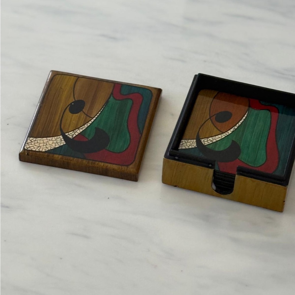 Colorful Abstract Coaster Set - Picture 9 of 10